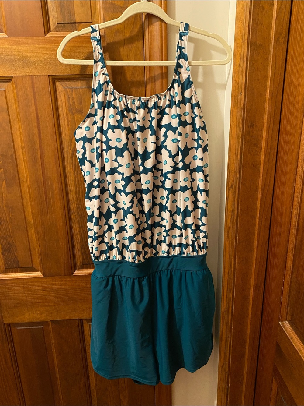 BloomChic Green and White Floral swimsuit.
